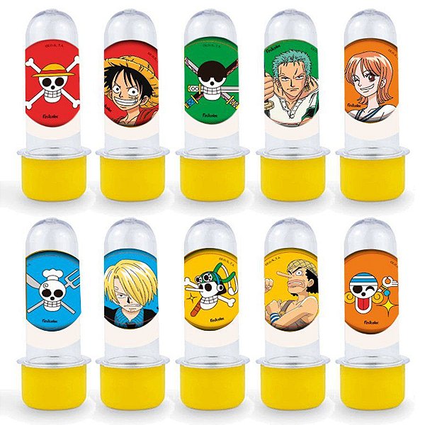 Mini Tubete Lembrancinha Festa One Piece - 8cm - 20 unidades - Amarelo - Rizzo Balões