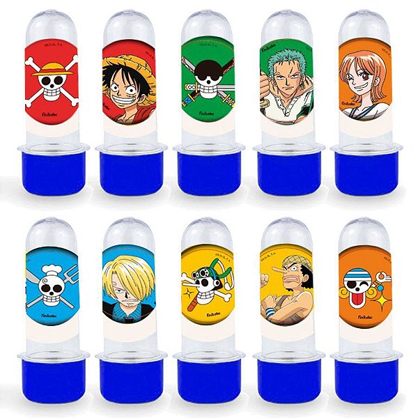 Mini Tubete Lembrancinha Festa One Piece - 8cm - 20 unidades - Azul - Rizzo Embalagens