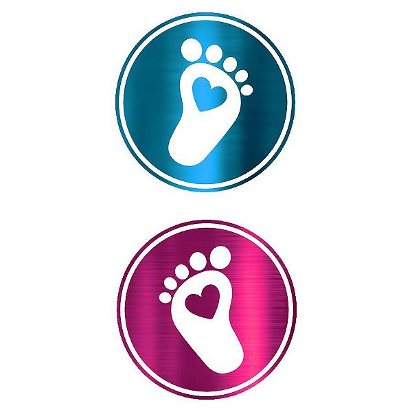 Adesivo - "Pezinho Revelação"  - Ref.2112 - Azul/Rosa Metalizados - 50 unidades - Stickr - Rizzo