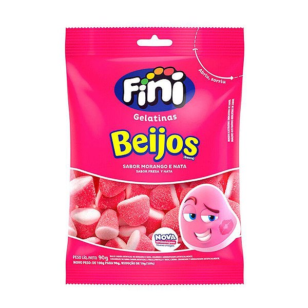 Beijos de Morango - 1 unidade Pct. c/ 80g - Fini - Rizzo
