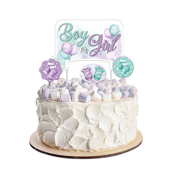 Topper Para Bolo - Chá Revelação Especial - 4 unidades - Festcolor - Rizzo