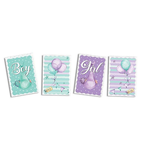 Quadros Decorativos - Chá Revelação Especial - 4 unidades - Festcolor - Rizzo