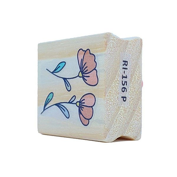 Carimbo de Madeira Artesanal - Flores Vermelhas - Cod.RI-156 - Rizzo - 1 unidade - Rizzo Balões