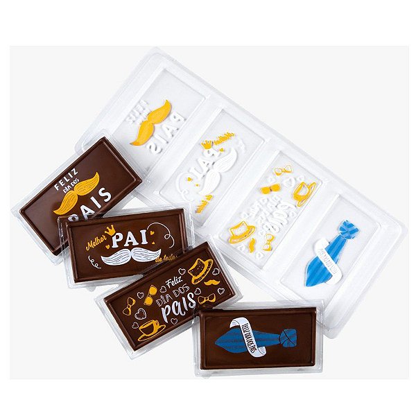 Blister Decorado com Transfer Para Chocolate - Tablete - Dia dos Pais - BL0113 - 1 unidade - Stalden - Rizzo