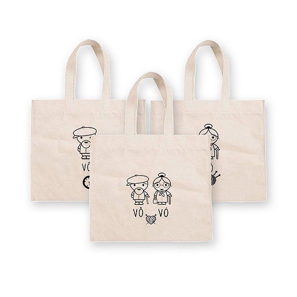 Sacola de Algodão Cru Personalizada - Avós - 20x22cm - 01 unidade - Rizzo Balões