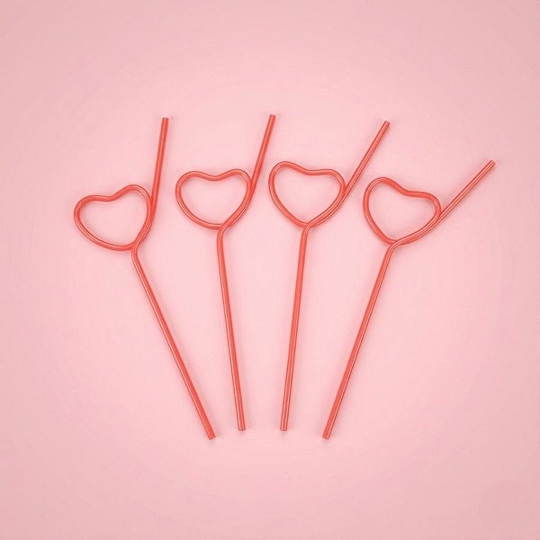 Canudo Divertido Coração Vermelho - HA337 - 4 unidades - Rizzo