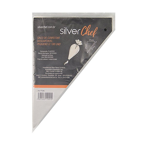 Saco De Confeitar Descartavel Pequeno - FT285 - 100 unidades - Silver Plastic - Rizzo