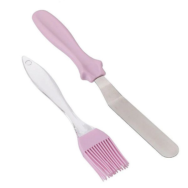 Kit Espatula E Pincel - FT273 - 2 unidades - Silver Plastic - Rizzo