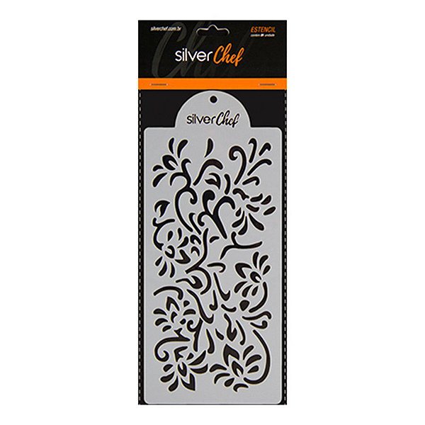 Stencil Plastico - Folhas - FT263 - 1 unidade - Silver Plastic - Rizzo