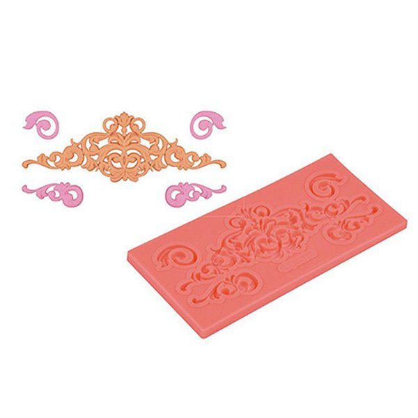 Molde De Silicone Confeitaria - Arabesco - FT188 - 1 unidade - Silver Plastic - Rizzo
