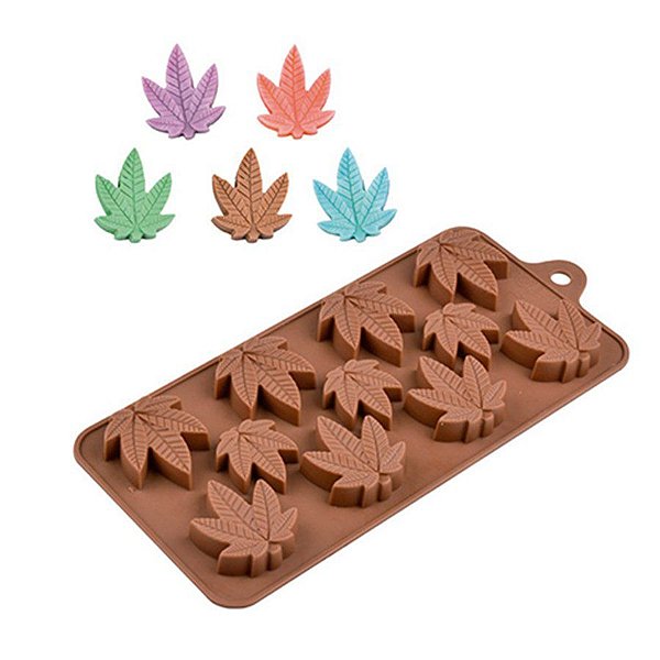 Molde De Silicone Chocolate - Cannabis  - FT150 - 1 unidade - Silver Plastic - Rizzo