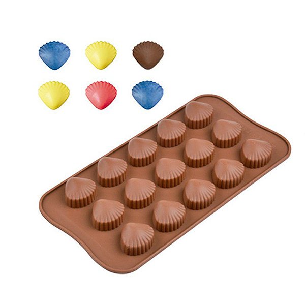 Molde De Silicone Chocolate - Conchas - FT144 - 1 unidade - Silver Plastic - Rizzo