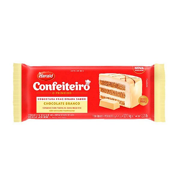 Cobertura em Barra Choc Branco Harald Confeiteiro - 1,010Kg - 1 unidade - Rizzo