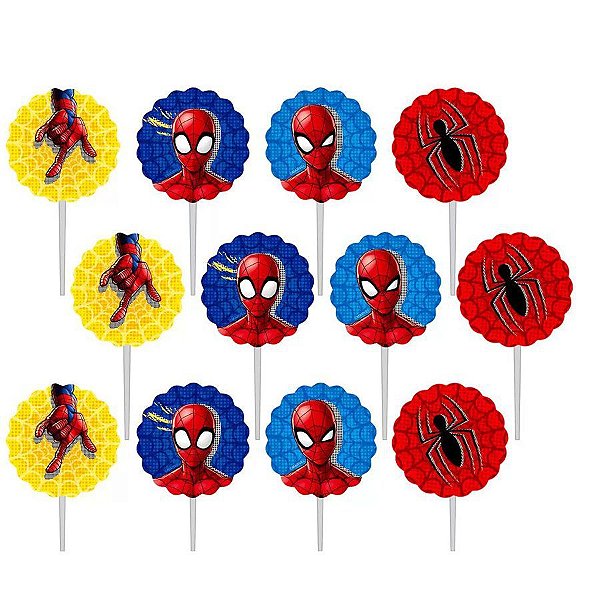 Pick Decorativo para Doces - Spider-Man - Marvel - 12 unidades - Disney Original - Rizzo