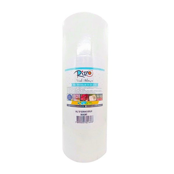 Vinil Adesivo Top 30 - 30cmX25mt - Branco Brilho - 01 unidade - Rizzo