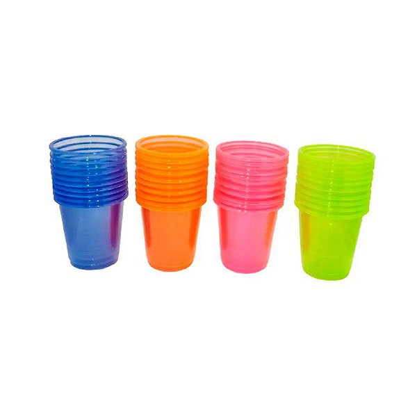 Copo 30ml Biodegradável Crystal Neon Laranja- 10 Unidades - Trik Trik
