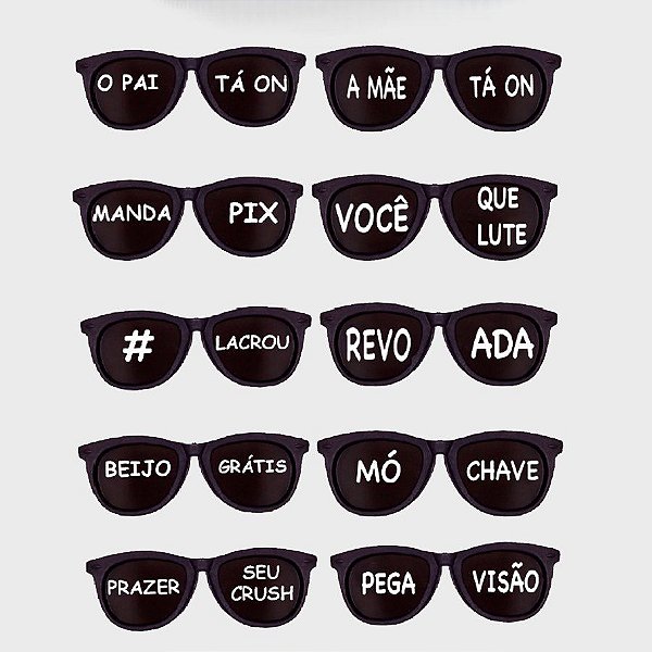 Óculos Temático  - New Wave Black Lente Com Frases - 10 unidades - Festachic - Rizzo
