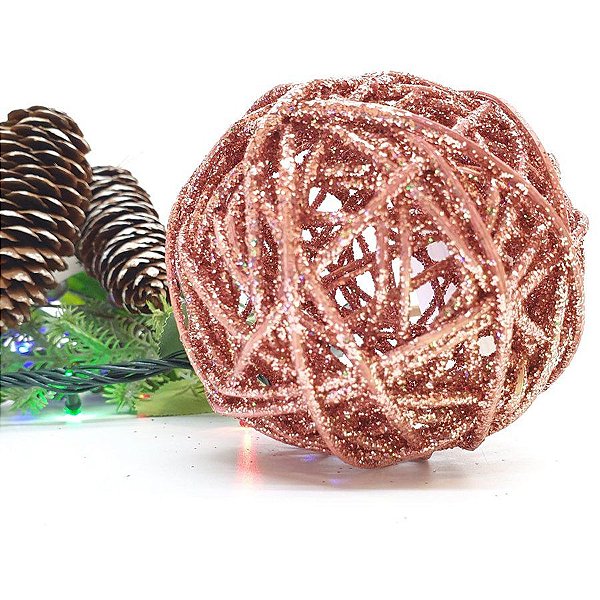 Bola de Natal Ratan Rose Gold - ø 10 cm - 1 unidade - Cromus - Rizzo