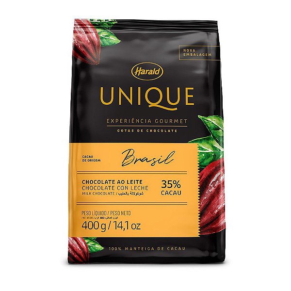 Chocolate em Gotas 35% Cacau Ao Leite Brasil - Unique - 400g - 01 Unidade - Harald - Rizzo
