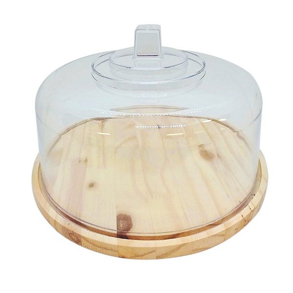 Boleira Rústica com Cúpula Acrílica - 25 cm - 01 unidade - Rizzo