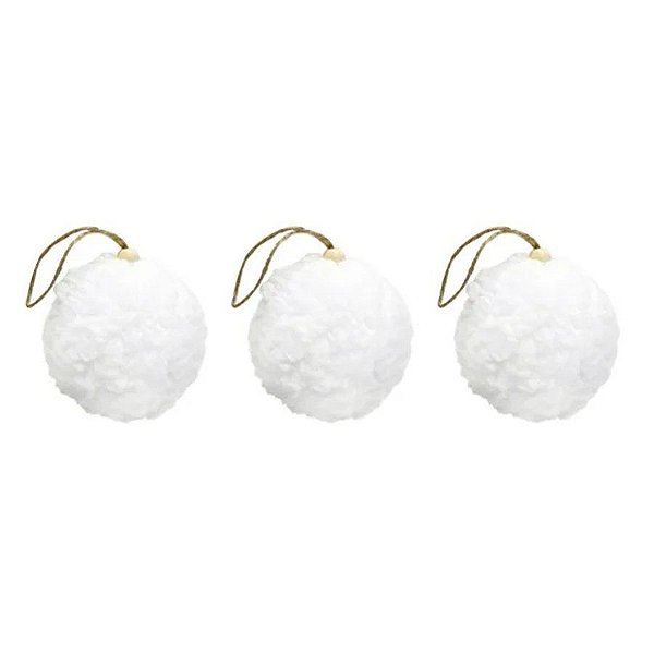 Bola Decorativa - Branca - 10cm - Cod.BD988 - 3 unidades - Rizzo Balões