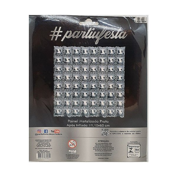 Painel Metalizado tipo Shimmer Wall Inflável - 110 x 60 cm - Prata - 1 unidade -  - Rizzo