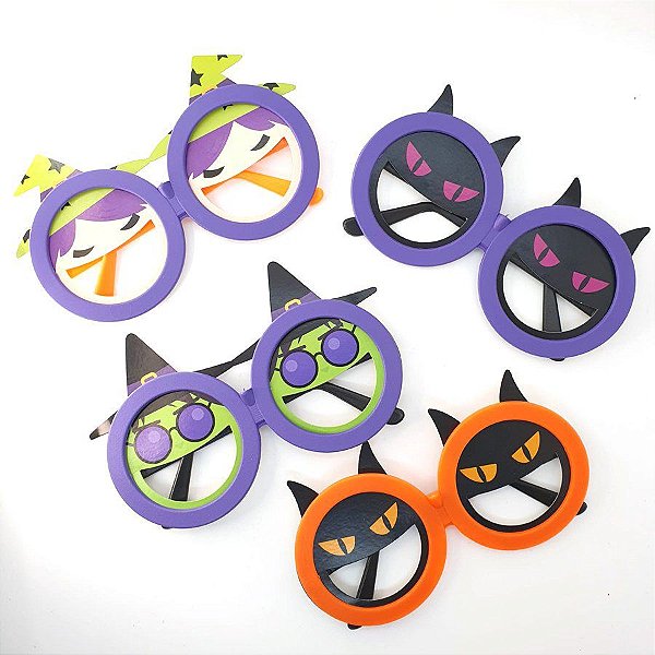 Kit Óculos de Halloween com Adornos - Bruxinhas e Morcegos - 4 unidades - Festachic - Rizzo