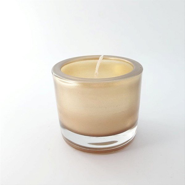 Vela Aromática - Vanilla (Baunilha) - Dourada Redonda - 1 Unidade - Cromus Natal - Rizzo Balões