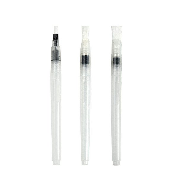 Pincel Caneta com Reserva - 15cm - Chanf P Pto/Transparente - 3 unidades - Cromus Linha Profissional Allonsy - Rizzo