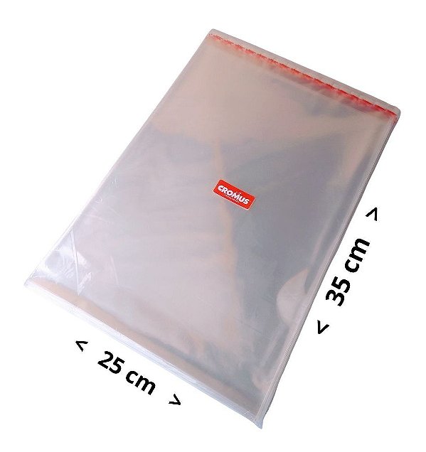 Saco Adesivado Transparente - 28cm x 38cm - 100 unidades - Cromus - Rizzo