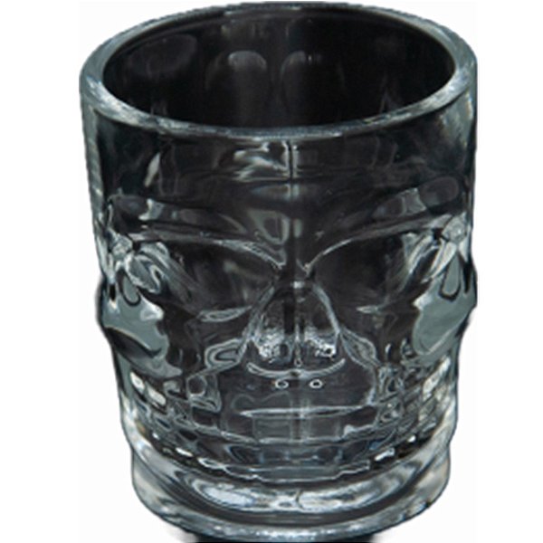 Kit Copo de Shot Caveira de Vidro Transparente - 6 Unidades - Rizzo