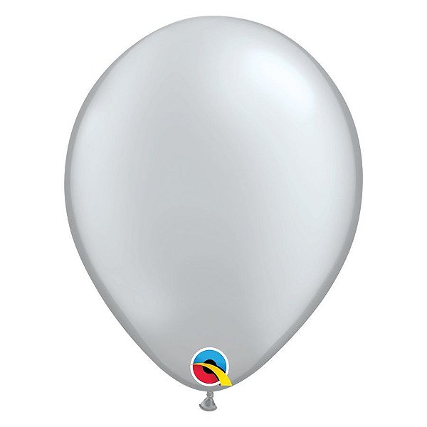 Balão de Festa Látex Liso Sólido - Silver (Prata) - Qualatex - Rizzo Balões