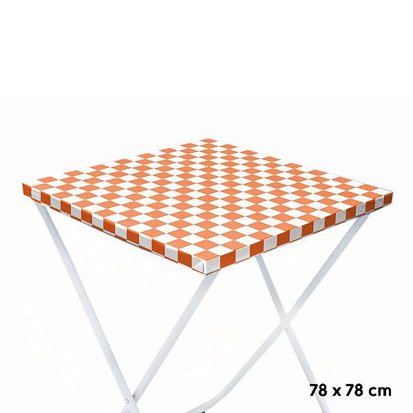 Toalha Plástica Cobre Manchas Perolizada - 78 x 78 cm - Xadrez Laranja - 10 unidades - CampFestas - Rizzo