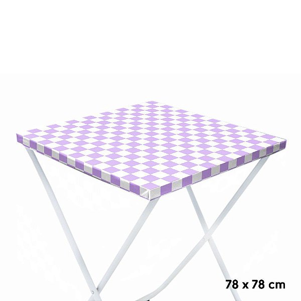 Toalha Plástica Cobre Manchas Perolizada - 78 x 78 cm - Xadrez Lilás - 10 unidades - CampFestas - Rizzo