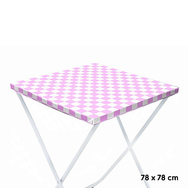 Toalha Plástica Cobre Manchas Perolizada - 78 x 78 cm - Xadrez Rosa - 10 unidades - CampFestas - Rizzo
