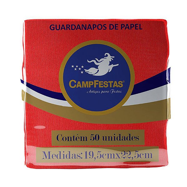 Guardanapo Crepado - 20 x 23 cm - Vermelho - 50 unidades - CampFestas - Rizzo