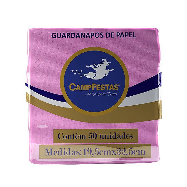 Guardanapo Crepado - 20 x 23 cm - Rosa Claro - 50 unidades - CampFestas - Rizzo