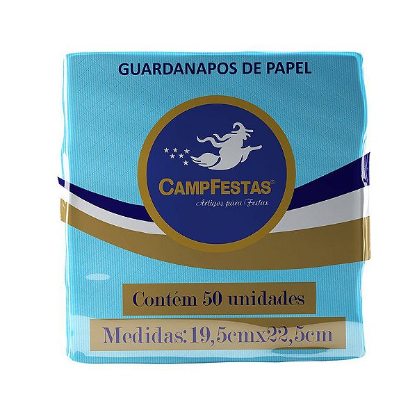 Guardanapo Crepado - 20 x 23 cm - Azul Claro - 50 unidades - CampFestas - Rizzo
