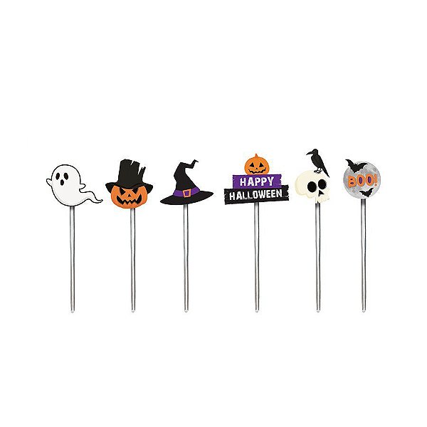 Pick Decorativo para Doce - Halloween - Scary Night  - 12 unidades - Cromus - Rizzo