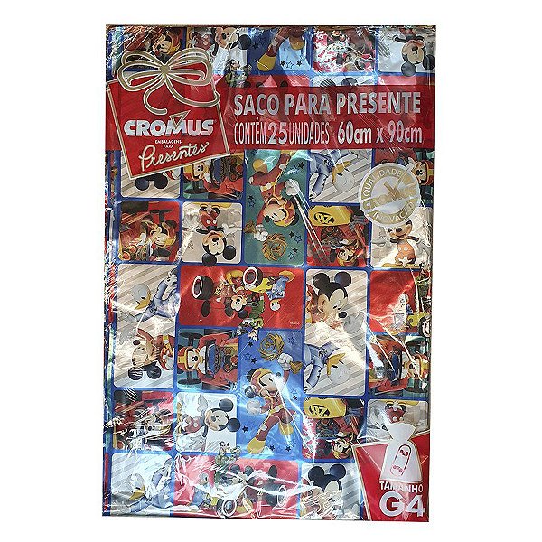 Sacos Laminado para Presentes Mickey Pato Donald G4-60x90cm - 25 unidades - Cromus - Rizzo