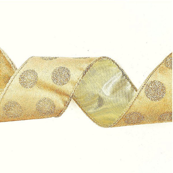 Fita Natalina Bolinhas Cor de Nude - Cromus Natal - 1 unidade - Rizzo