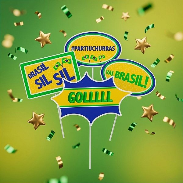 Plaquinhas Divertidas Sortidas para Foto - Festa Brasil - 8 unidades - Cromus - Rizzo