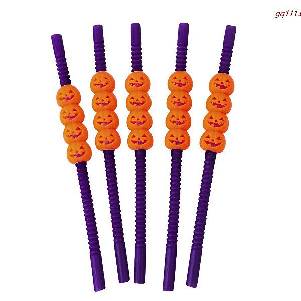Canudo Roxo com Enfeite de Abóbora - 5 unidades - Rizzo