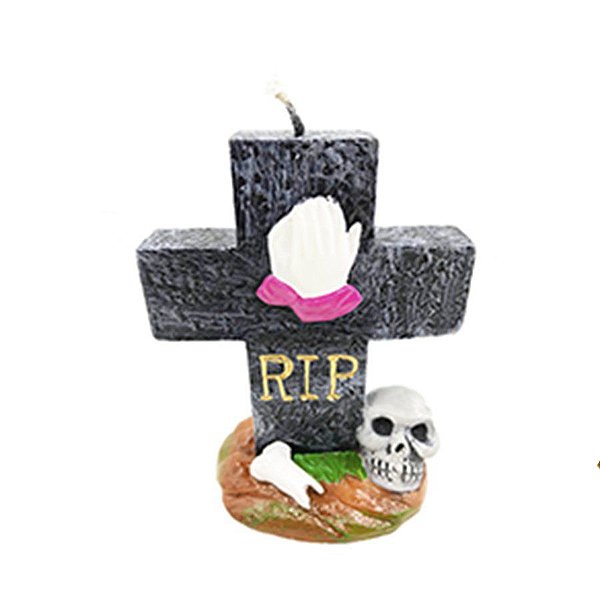 Vela Decorativa - Lapide em Cruz Rip - Preto - 1 unidade - Rizzo