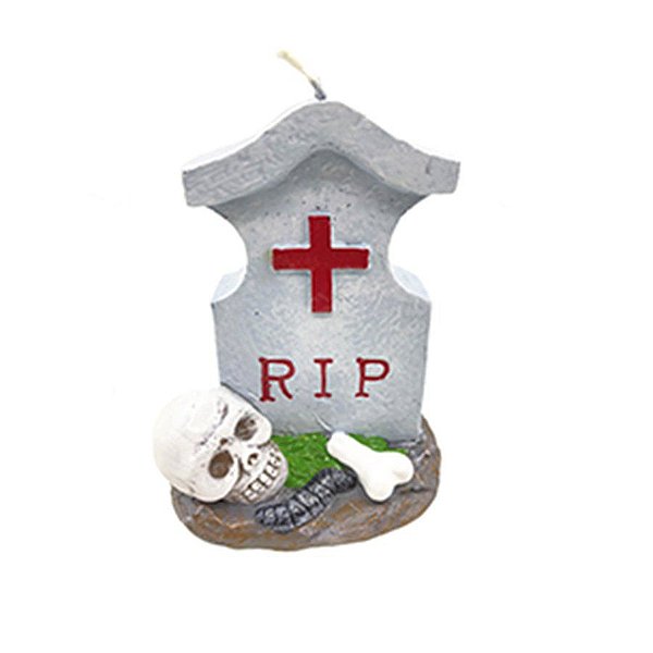Vela Decorativa - Lapide Rip - Cinza - 1 unidade - Rizzo