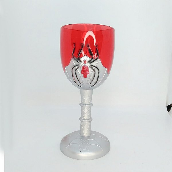 Taça Halloween - Vermelho com Cinza - Caveira com Aranha - 250ml - 1 unidade - Rizzo