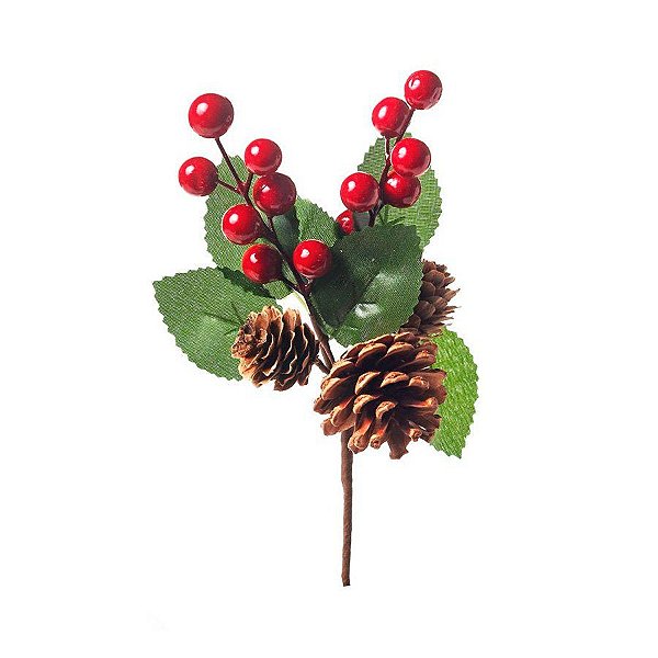 Pick Decorativo - Cerejas/Pinhas/Folhas - 1 unidade - Cromus - Rizzo