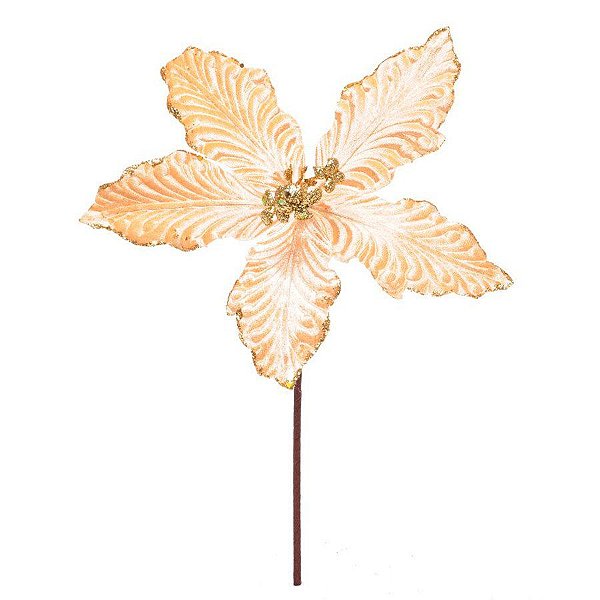 Galho Pick Poinsetia - Cabo Médio - Cor Ouro - 1 unidade - Cromus - Rizzo