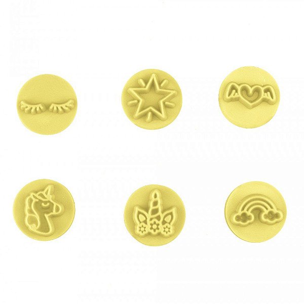 Kit Carimbos - Unicórnio - Amarelo - 7 unidades - BlueStar - Rizzo