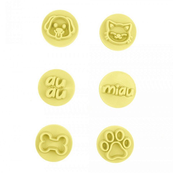 Kit Carimbos - Pets - Amarelo - 2cm - 7 unidades - BlueStar - Rizzo